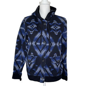 Ralph Lauren Jeans Southwest Aztec Navajo Hoodie Button Sweatshirt Jacket Large